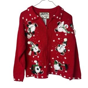 Festive Red Snowman Kids Sweater